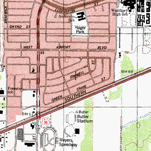 Topographic Map of Westbury South, TX