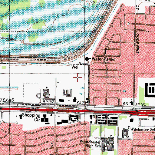 Topographic Map of Westwick, TX