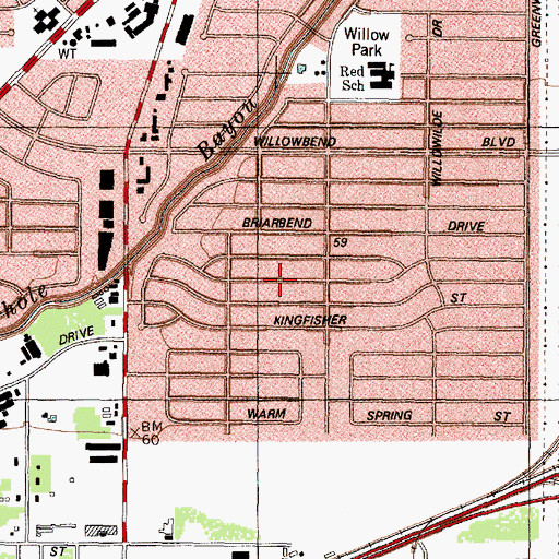 Topographic Map of Willow Brook, TX