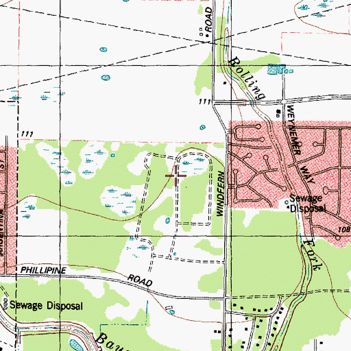 Topographic Map of Windfern Forest, TX