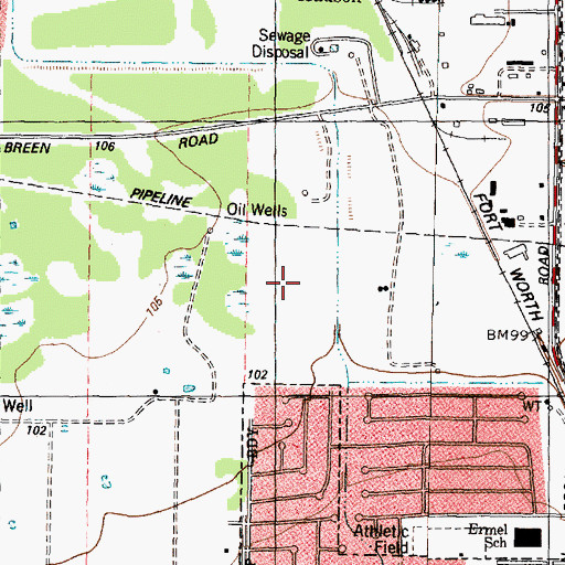 Topographic Map of Woodland Oaks, TX