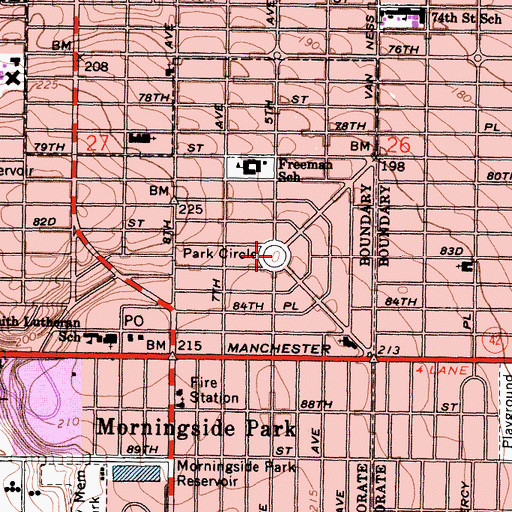Topographic Map of Park Circle, CA