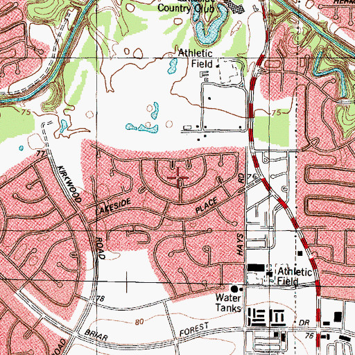 Topographic Map of Woods of Lakeside, TX
