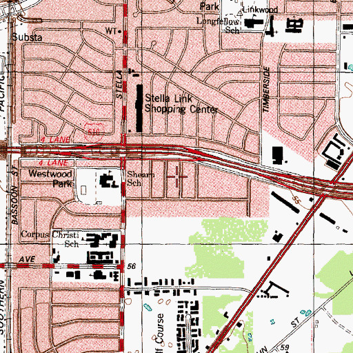 Topographic Map of Woodside Plaza, TX