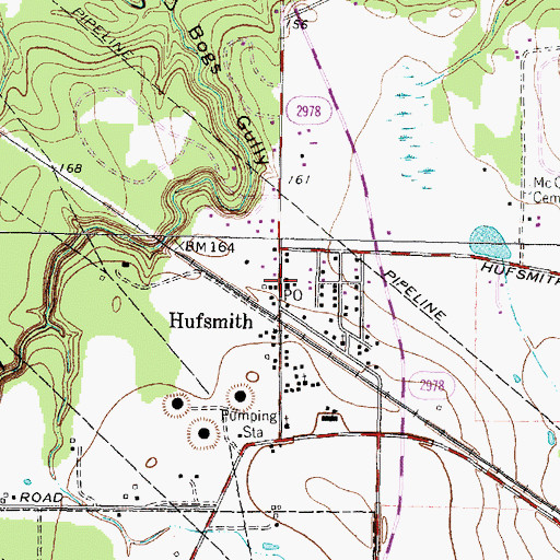 Topographic Map of Hufsmith Post Office (historical), TX
