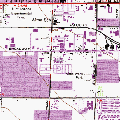 Topographic Map of Beverly Trailer Park, AZ