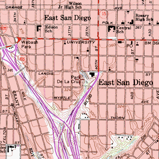 Topographic Map of Park De La Cruz, CA