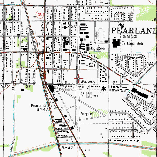 Topographic Map of Pearland Post Office, TX