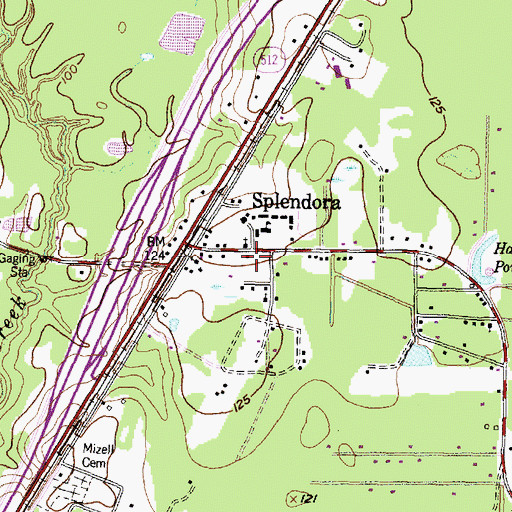 Topographic Map of Splendora Post Office, TX