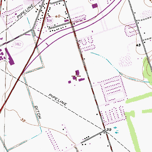 Topographic Map of Alvin Community College, TX