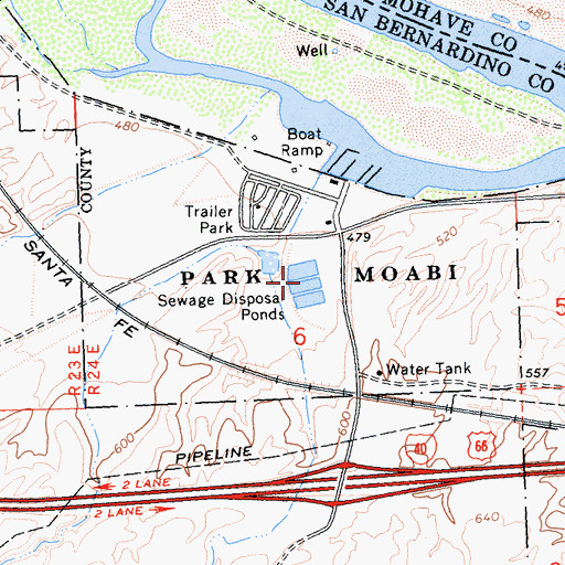 Topographic Map of Park Moabi, CA