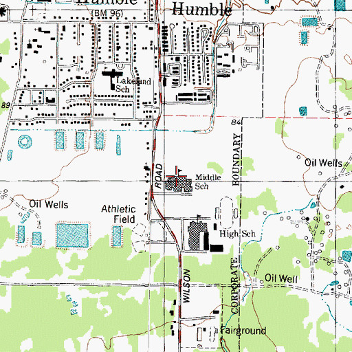 Topographic Map of Humble Ninth Grade High School, TX