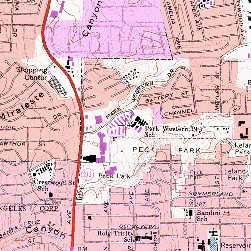 Topographic Map of Park Western Elementary School, CA