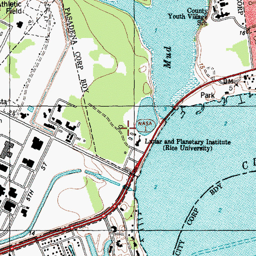 Topographic Map of Lunar and Planetary Institute Rice University, TX