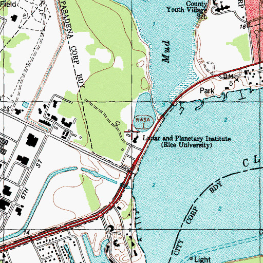 Topographic Map of Lunar Science Institute Rice University, TX