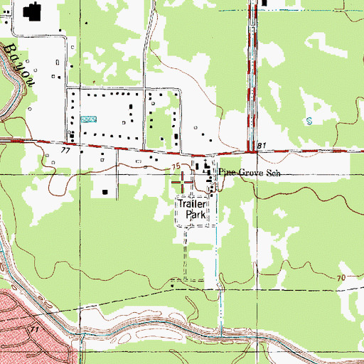 Topographic Map of Pine Grove Elementary School, TX