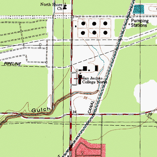 Topographic Map of San Jacinto College North, TX