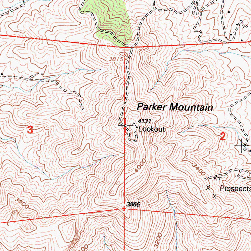 Topographic Map of Parker Mountain, CA
