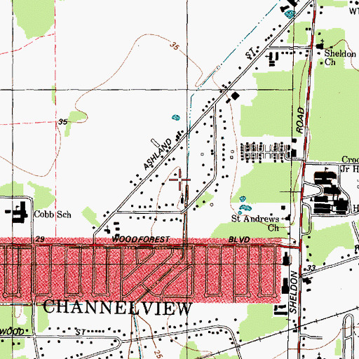 Topographic Map of Shadow Glen, TX