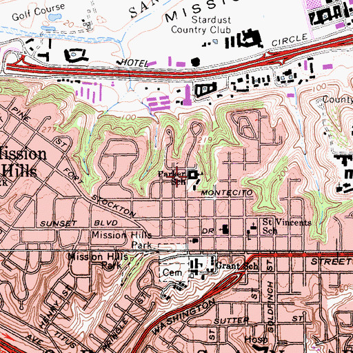 Topographic Map of Parker School, CA