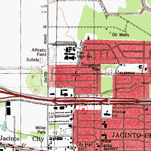 Topographic Map of Songwood, TX