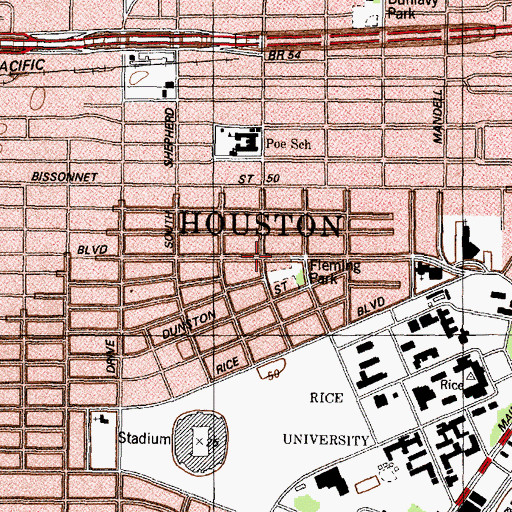 Topographic Map of Southampton Place, TX