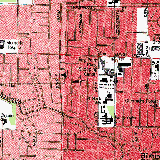 Topographic Map of Spring Oaks, TX