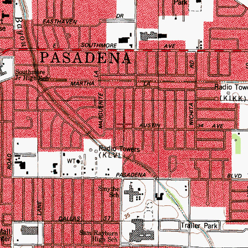 Topographic Map of Stadium Estates, TX