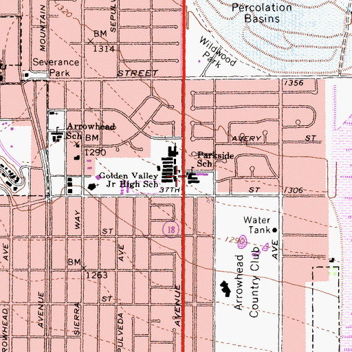 Topographic Map of Parkside Elementary School, CA