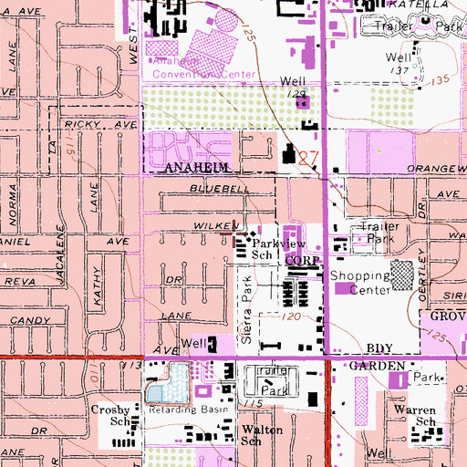 Topographic Map of Parkview Elementary School, CA