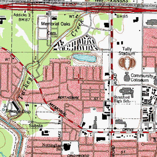 Topographic Map of Thornwood, TX