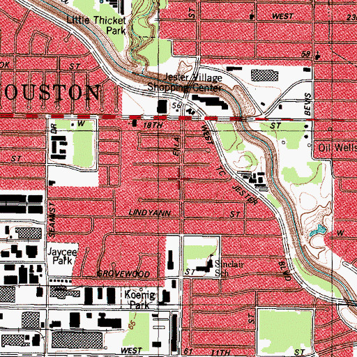 Topographic Map of Timber Grove Manor, TX