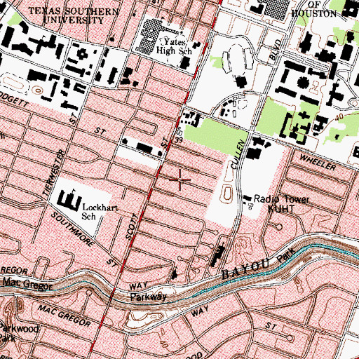 Topographic Map of University Oaks, TX