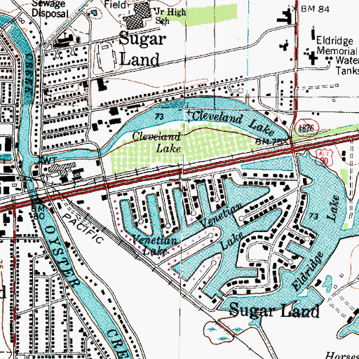 Topographic Map of Venetian Estates Section 2, TX