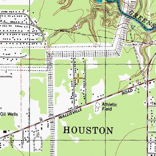 Topographic Map of Wallsville Gardens, TX