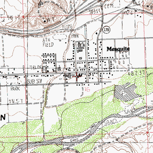 Topographic Map of Mesquite City Hall, NV