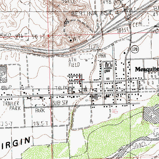 Topographic Map of Mesquite Library, NV
