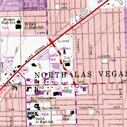 Topographic Map of North Las Vegas City Hall, NV