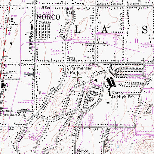Topographic Map of Parmenter Park, CA