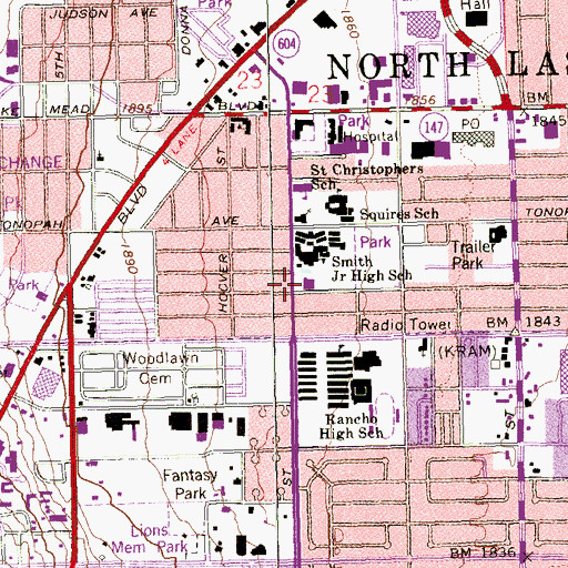 Topographic Map of North Las Vegas Recreation Center, NV