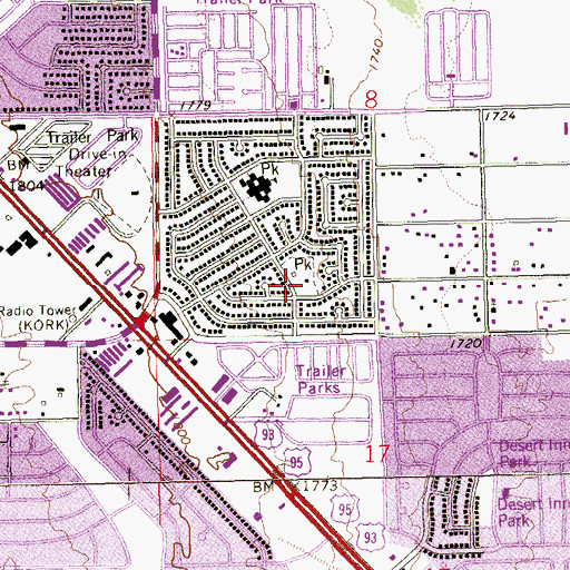 Topographic Map of Parkdale Community Center, NV