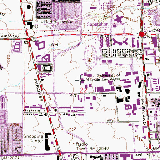 Topographic Map of Paul McDermott Physical Education Building, NV