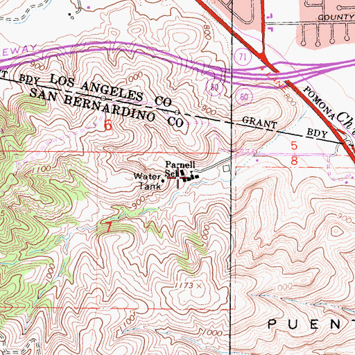 Topographic Map of Parnell School, CA