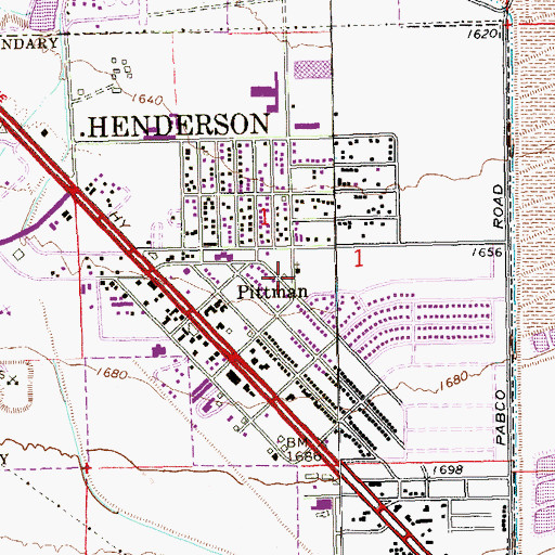 Topographic Map of Pittman Library, NV