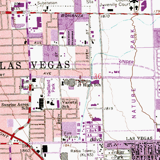 Topographic Map of Rafael Rivera Community Center, NV