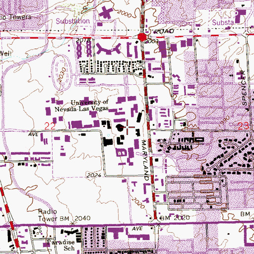 Topographic Map of Richard Tam Alumni Center, NV
