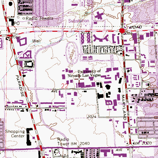 Topographic Map of Robert L Bigelow Physics Building, NV