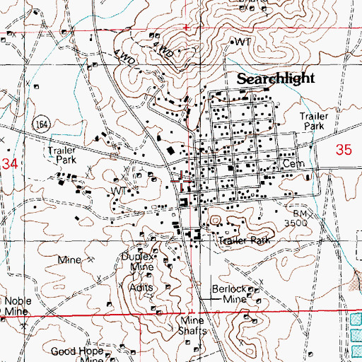 Topographic Map of Searchlight Youth and Teen Center, NV