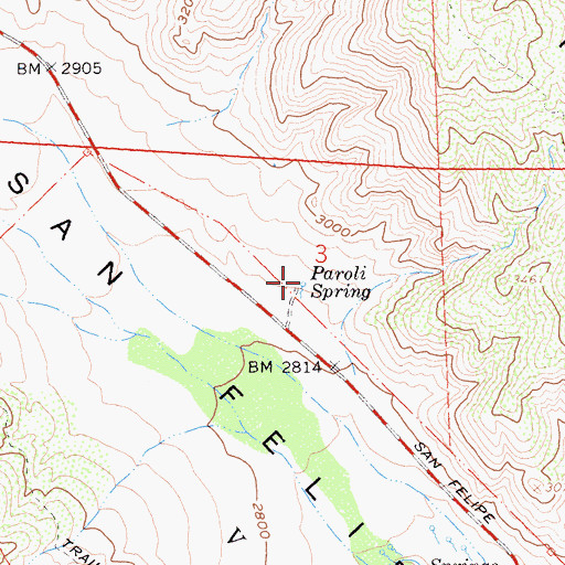 Topographic Map of Paroli Spring, CA