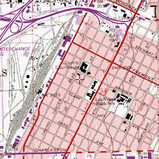 Topographic Map of South Third Street Building, NV